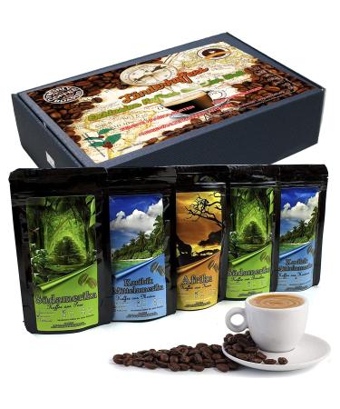 C&T coffee gift set with country coffee from all over the world5x coffees each 65g entire beans |Brazil + Honduras + Peru + Mexico + Kenya - Coffee from all over the world 65 g (5 Pack)