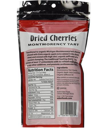 Eden Foods Dried Montmorency Tart Cherries - 4 oz (113 g) | Premium Natural Snack - Buy Online on SooperMarket.com