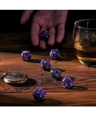 Metal DND Dice Set - Unique Round Hollow Orb Design - Purple Dragon Metal Dice for RPG - Stunning Dungeons and Dragons Set - Buy Online on SooperMarket.com