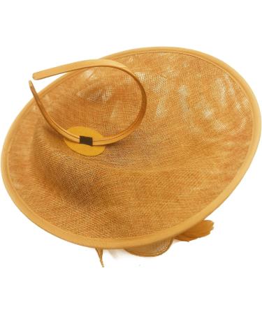 Caprilite Gold Mustard and Yellow Sinamay Big Disc Saucer Fascinator Hat for Women Weddings Headband - Buy Online on SooperMarket.com