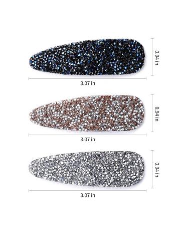 Shimmering Rhinestone Hair Clips - Pink Blue Gray Crystal Snap Barrettes for Women & Girls | Ideal for Party, Wedding & Daily Wear - Buy Online on SooperMarket.com