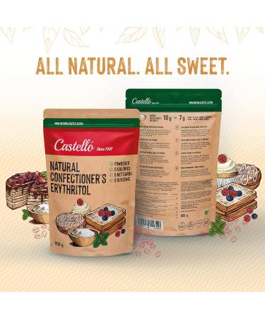 Natural Erythritol Powdered Sugar | 0 Calories Keto & Paleo | 850g - Castello Since 1907 - Natural Sugar Substitute - Buy Online on SooperMarket.com