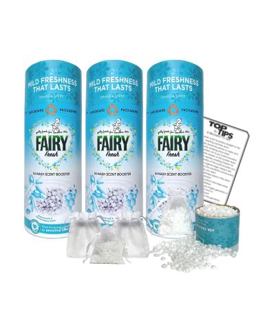 Fairy In-Wash Scent Boosters Almond Milk & Manuka Honey 3 packs of 176g with Organza Bags & Top Tips Guide
