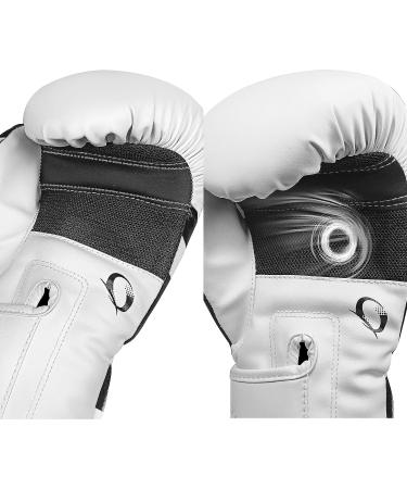 GINGPAI Leather Boxing Gloves for Men & Women | Punching Bag Kickboxing Muay Thai Gloves 8oz in White Black | Premium Quality - Buy Online on SooperMarket.com