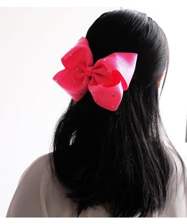 Sparkly Rhinestone 8-Inch Hair Bows Clips - 14 Piece Set for Girls, Toddlers, and Teens - Buy Online on SooperMarket.com