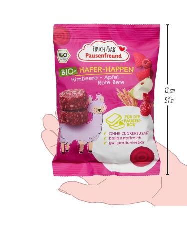 Buy FruchtBar Pausenfreund Organic Oat Snacks - Sugar-Free Raspberry Apple Beetroot for Kids (8x80g) | Healthy Snack for Children 3+ - Buy Online on SooperMarket.com