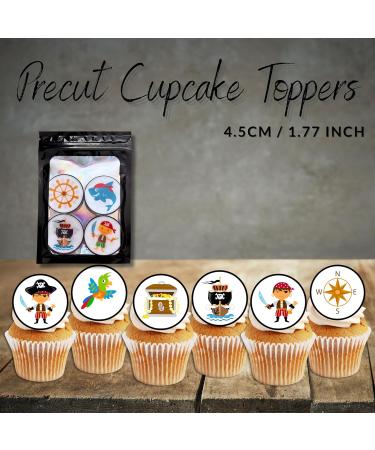 24 PRECUT Pirate Cupcake Toppers Pirates Theme #2 Edible Cake Decorations Edible Pirate Birthday Decorations Pirate Cake Topper Skull Cake Toppers Pirate Party Decorations (Pack of 24) - Buy Online on SooperMarket.com