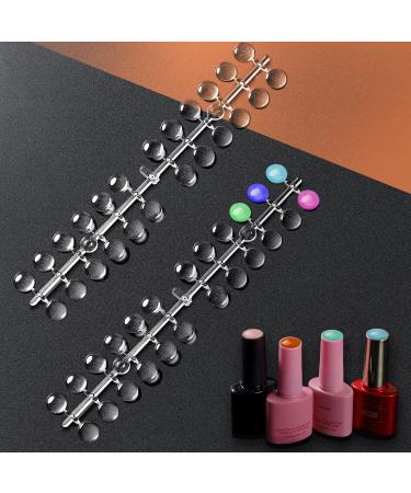 240 Pieces Round False Nail Display Tips, Clear Nail Art Display Chart Nail Polish Display Tips, Nail Swatch Training Practicing Sticks with Adhesive Sticker