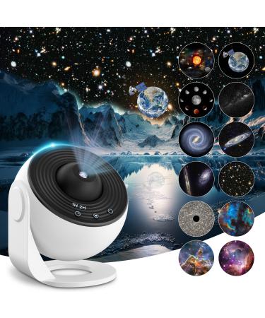 Mexllex Planetarium Sternen sky Projector 12 Planets Discs Galaxy Projector Lamp Sternen Home For Bedroom LED STARE SHEIT Projector for children White