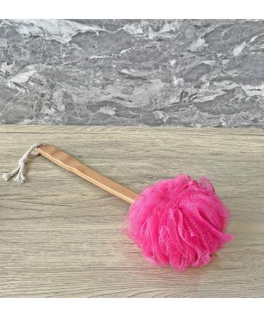 Exfoliating Shower Loofah & Back Scrubber - Long Wooden Handle Bath Brush for Men & Women - Easy Reach Body Wash Applicator (Red - Buy Online on SooperMarket.com