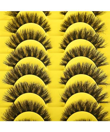 Fluffy Cat Eye False Eyelashes - 10 Pairs Short Mink Lashes for Natural Look | Wispy Volume Lash Pack - Buy Online on SooperMarket.com