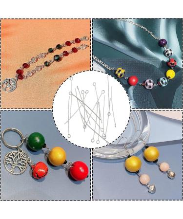 DADIFEN 304 Stainless Steel Eye Pins 40mm 200pcs/Box - DIY Jewelry Making Supplies for Earrings, Necklaces, and Bracelets - Buy Online on SooperMarket.com