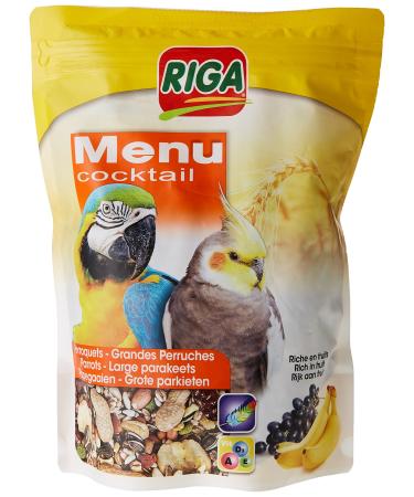 Riga - Menu Cocktail - Delicacies for large parlors & parrots - grain mixture rich in fruits - vitamin source - energy -rich & balanced feed - Dypack 500g