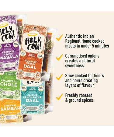 Holy Cow! Daal Curry Kit (5 x 400g) Sambar Dahl Gluten Free Vegan Curry Kit Indian Snacks Indian Ready Meals Yellow Lentils - Buy Online on SooperMarket.com