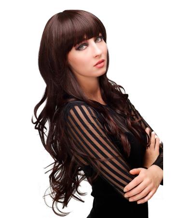 WIG ME UP Dark Brown & Mahogany Wavy Long Wig with Bangs - 65 cm Ladies Wig H9101-2T33 | International Shipping Available - Buy Online on SooperMarket.com