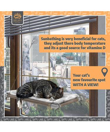 Selify Cat Window Perch - Extra Large & Sturdy, Free Fleece Blanket & Toy, Holds Two Large Cats, Easy to Assemble - Buy Online on SooperMarket.com