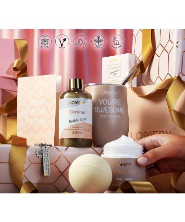 Best Friend Spa Gift Set - Long Distance Friendship Gifts for Women | BFF Birthday & Fathers Day Presents | Wine Tumbler, Bath Bomb, Bubble Bath, and More - Buy Online on SooperMarket.com