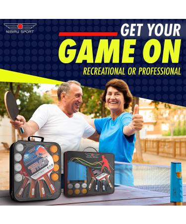 NIBIRU SPORT Ping Pong Paddles Set - Professional Table Tennis Rackets with Balls, Retractable Net, Posts, Storage Case - 4 Player Complete Set - Buy Online on SooperMarket.com