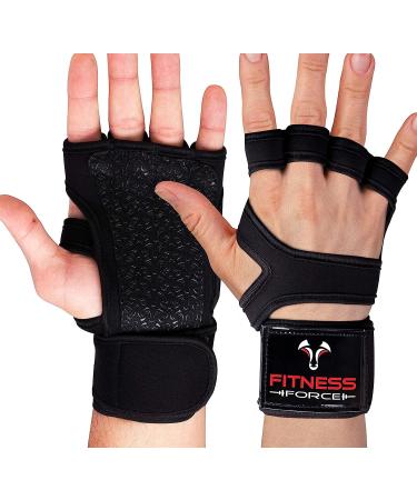 Fitness Force Ventilated Gym Gloves with Wrist Support for Men & Women - Ideal for Workouts, Weightlifting, Powerlifting - Large Black - Buy Online on SooperMarket.com