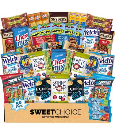 Healthy Snack Box Variety Pack Care Package (50 Count) Candies Gift Basket, College Student Crave Food Box, Nutritious Bars Chips, Birthday Sweet Treats for Adults Kids Teens Boys Girls