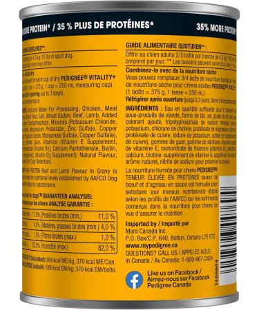 PEDIGREE High Protein Adult Wet Dog Food - Beef & Lamb Flavour in Gravy 375g 12 cans - Buy Online on SooperMarket.com