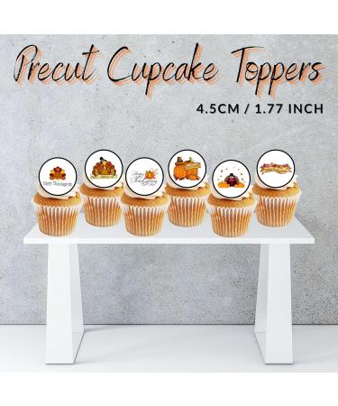 PRECUT Thanksgiving Cupcake Toppers Edible Thanksgiving Cake Decorations Edible Thanksgiving Decorations Fall Cake Topper Edible Pumpkin Cake Decorations (12) - Buy Online on SooperMarket.com