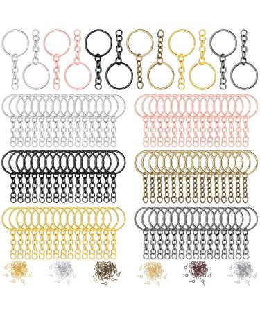 360 Pieces Keychain Rings for Crafts Including 90 Pieces Keychain Rings with 90 Pieces Open Jump Rings Connectors 180 Pieces Small Screw Eye Pins Hooks for DIY Keychain Supplies(Mixed Color 25 mm) Mixed Colors Mixed Colo...