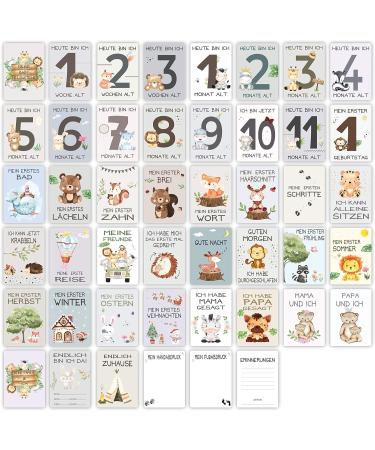 Pikaflor 45 Hand-Painted Milestone Cards for Baby Girls | Perfect Gift Box for Birth Baptism & First Year Celebrations - Buy Online on SooperMarket.com