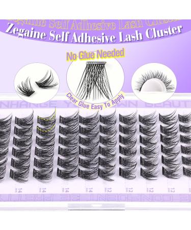 Self Adhesive Lash Clusters - Natural Eyelashes Extension No Glue Needed DIY Wispy Lashes CD Curl 10-16MM 72Pcs by Zegaine - Shop Now - Buy Online on SooperMarket.com