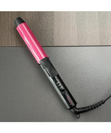 Dual Voltage Travel Ceramic Curling Iron - 1 Inch Mini Size Adjustable Temperature Keratin & Argan Oil - Perfect for Short Hair Includes Storage Bag Hot Pink - Buy Online on SooperMarket.com
