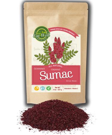Eat Well Premium Food - Sumac Spice 8 oz Reseable Bag, Bulk Ground Turkish Sumac Berries, Bran Extra Grade Sumac Seasoning, Middle Eastern Spices