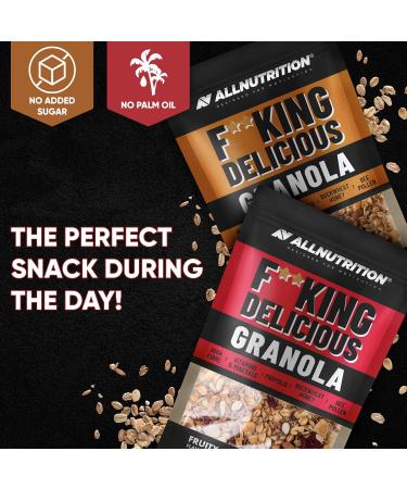 ALLNUTRITION Fitking Delicious Granola - Sugar Free Muesli - Breakfast Cereal - Wheat Free - with Propolis Buckwheat Honey Bee Pollen - High Fibre Snacks - 300g - Fruity - Buy Online on SooperMarket.com