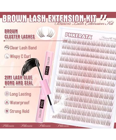 PHKERATA Brown Cluster Lashes Kit Brown Individual Eyelashes Wispy C Curl Brown Eyelash Clusters 156Pcs Natural Lashes Individual Cluster with Lash Glue Bond and Seal Lash Extension Kit 10-12MM Wispy Brown Kit - Buy Online on SooperMarket.com