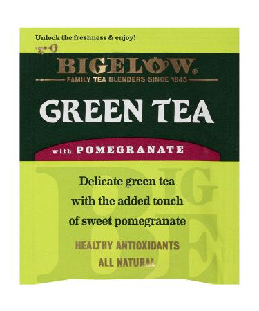 Bigelow Green Tea with Pomegranate - Caffeinated Tea Bags, 1.37 Oz (6-Pack) - Buy Online on SooperMarket.com