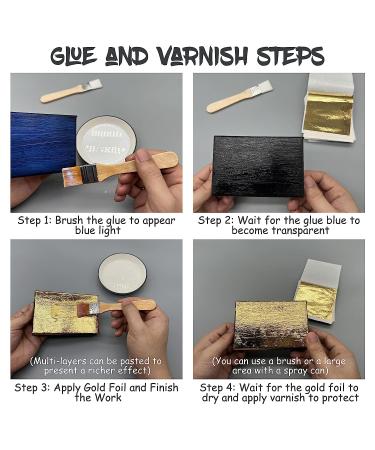Gold Leaf Gilding Adhesive Kit 200ml Set | Water-Based Adhesive & Varnish | 100pc Gold Leaf Sheets | Craft Supplies, Painting, Resin Art & Furniture - Buy Online on SooperMarket.com