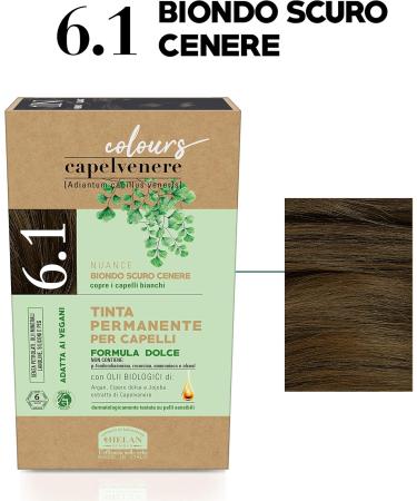 Helan Capelvenere Colours Permanent Natural Hair Colour Nuance N6.1 Dark Ash Blonde - Easy Application Kit Odourless Excellent Coverage - Ammonia and Alcohol Free Hair Colour 125 ml - Buy Online on SooperMarket.com