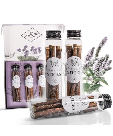 Ne & No gift set with natural Matatabi Sticks |3 Set (8 pieces each) |Matabi Sticks cat (24 pcs.) Dental care cats |Knabberstergen cat |Cats sticks (Matatabi)