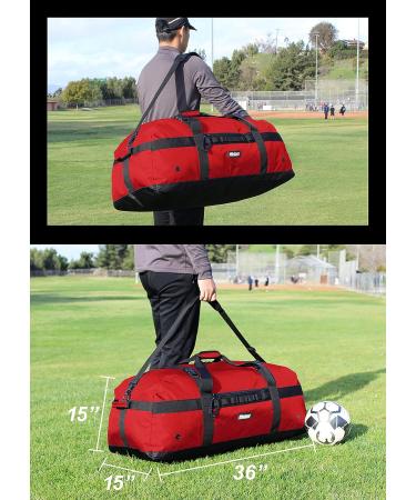 Fitdom 130L Heavy Duty Extra Large Sports Duffle Bag - Red | Adjustable Shoulder & Compression Straps | Ideal for Soccer, Baseball, Basketball, Hockey, Football & Team Coaches - Buy Online on SooperMarket.com