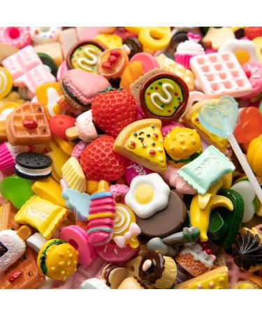Slime Charms Food Cute Set - Mixed Lot Assorted Food Resin Flatback Cute Sets for DIY Crafts Making Decorations Scrapbooking Embellishments Hair Clip 25pcs