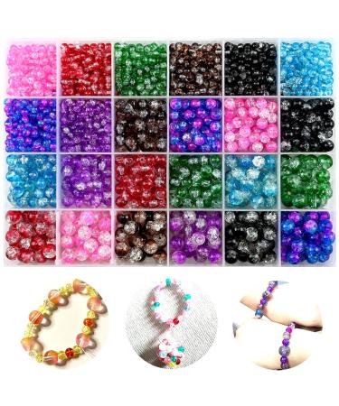 Huisipool 1920pcs 8 Color Glass Beads for Jewelry Making  4mm 6mm 8mm Round Spacer Loose Beads Used for Bracelet Necklace Accessories 8 colors