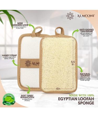 Almooni Premium Egyptian Exfoliating Loofah Pad Body Scrubber - Natural Egyptian Shower Sponge - 2 Pack - Buy Online on SooperMarket.com