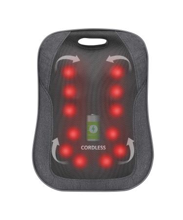 Comfier Cordless Back Massager with Heat - Rechargeable Chair Massager, Shiatsu Massage Chair Pad with Adjustable Intensity,Portable Massage Cushion, Ideal Gifts for Men/Women Cordless Dark Gray