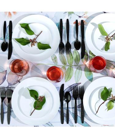 400 Piece Heavy Weight Plastic Silverware Set - Black Disposable Cutlery Combo (200 Forks, 100 Knives, 100 Spoons) - Ideal for Parties and Events - Buy Online on SooperMarket.com