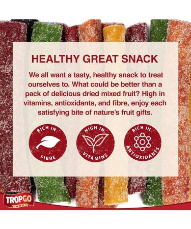 Tropgo Dried Fruit Bites - Mango Dried Fruit Mix Mini Sticks - Mixed Dried Fruit in Pouch - Healthy Snacks for Adults and Kids - Peach Passion Kiwi Blueberry Strawberry Raspberry - Buy Online on SooperMarket.com