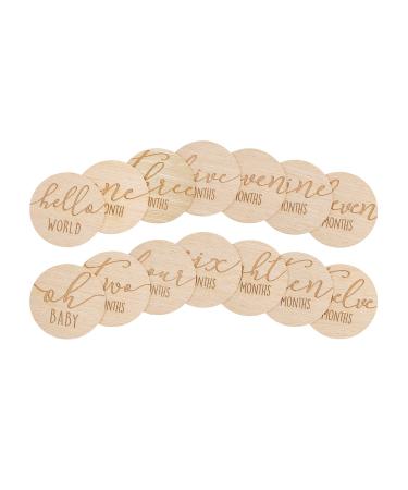 Pearhead Baby Welcome Sign, Gender-Neutral Hello Baby Arrival Photo Prop, Birth Stats Board Photo Prop, Wood Baby Monthly Milestone Discs