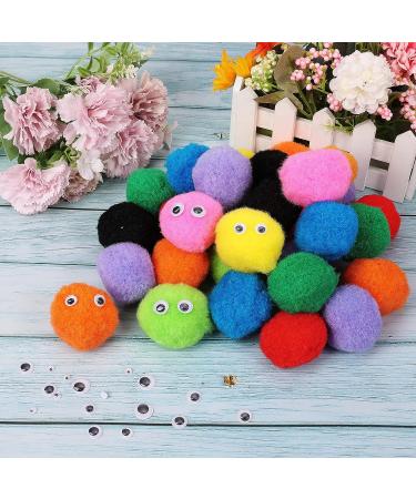 Caydo 200pcs 2 Inch Large Pom Poms with 100pcs Wiggle Eyes - Assorted Colors for DIY Crafts and Decorations - Buy Online on SooperMarket.com