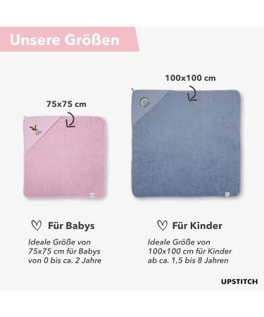 Personalized Pink Hooded Baby Towel (75x75cm) - 100% Cotton | Upstitch Studio - Buy Online on SooperMarket.com