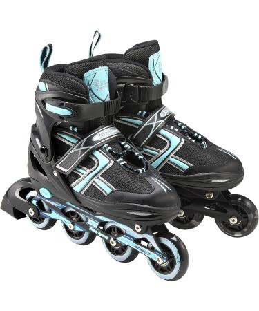 XinoSports Kids Adjustable LED Inline Skates - Black Youth Big Kid Large 5-8 - Indoor & Outdoor Roller Blades with Illuminating Wheels - Buy Online on SooperMarket.com