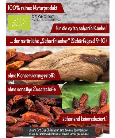Buy Direct&Friendly Organic Chili Bird Eye Hot Dried Pods - 200g (1 Pack) | International Shipping Available - Buy Online on SooperMarket.com