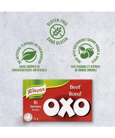 Knorr OXO Bouillon for adding rich deep flavour to soups and stews Beef Sachets easy to use quick to dissolve 72 g pack of 14 - Buy Online on SooperMarket.com